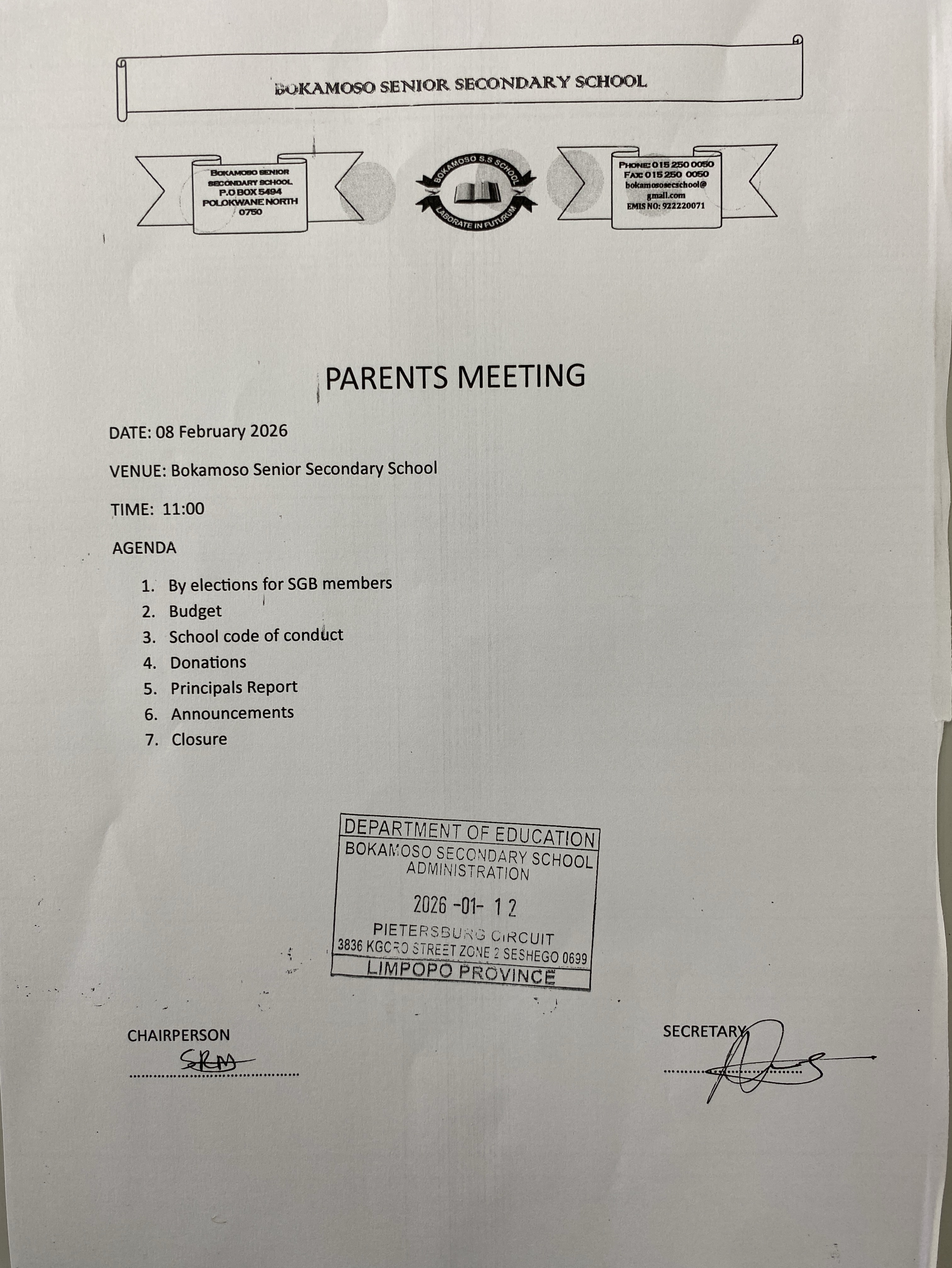 Parent's Meeting - 8 Feb, 2026